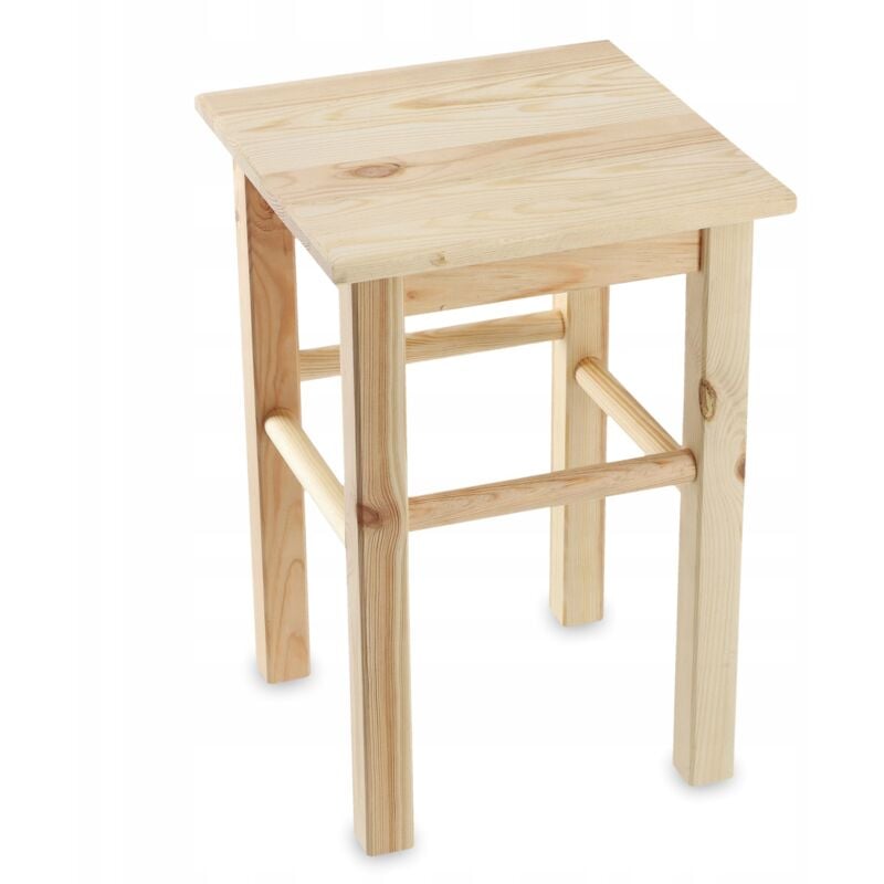 Tabouret en Bois de Pin Naturel, Élégante Chaise pour Ajouter Une Touche de Charme Rustique à Votre Décoration Intérieure (Carré) - Kadax