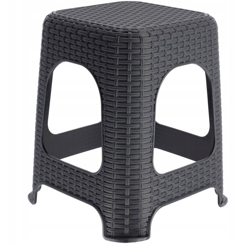 Tabouret en Plastique à l'Élégant Effet Rotin, Marchepied doté de Pieds Antidérapants pour Une Utilisation Intérieure et Extérieure (Anthracite)