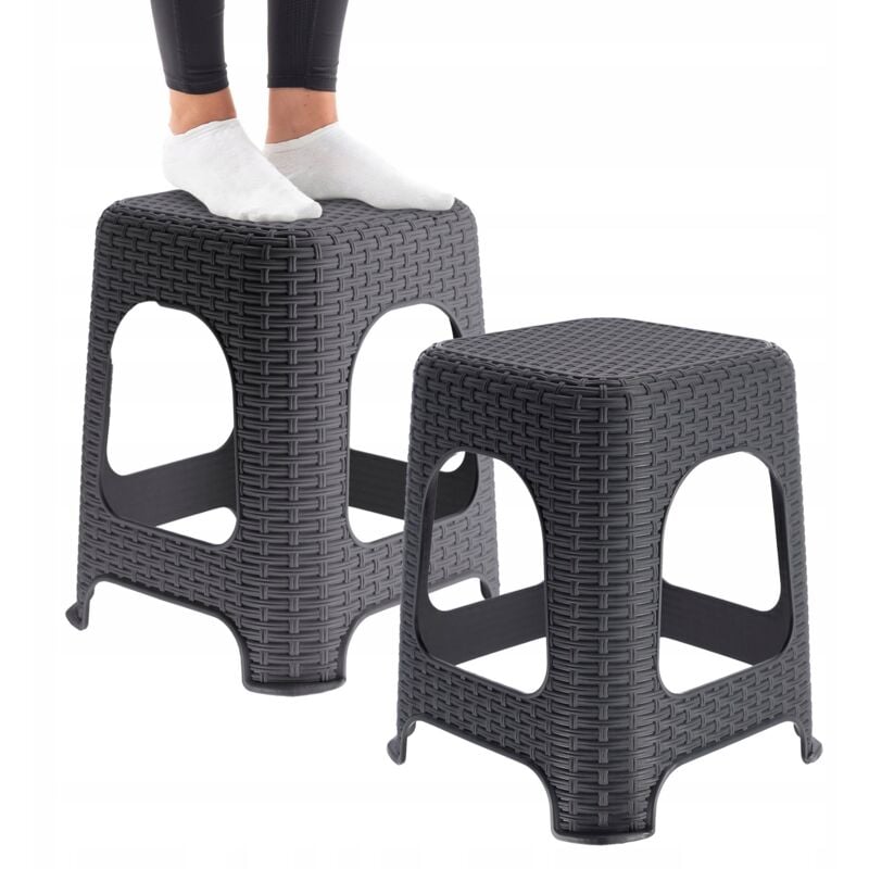 Kadax - Tabouret Tabouret de Cuisine Rotin Anthracite 2 pcs