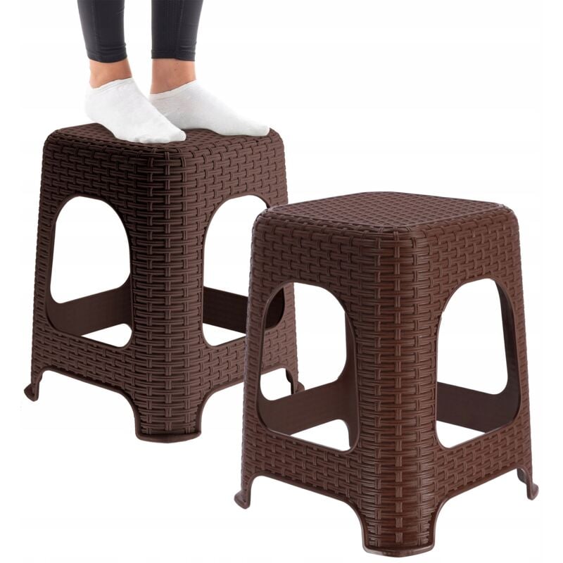 Tabouret Tabouret de Cuisine Rotin Marron 2 pcs - Kadax