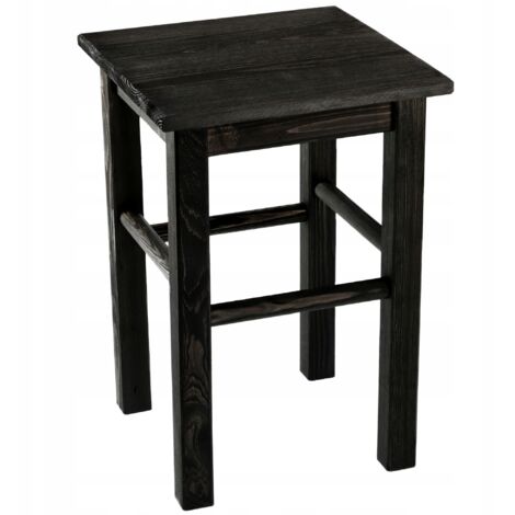 KADAX Taburete de madera de pino natural, silla elegante para añadir un toque de encanto rústico a la decoración de tu hogar (negro)