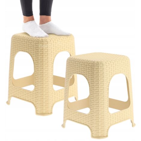 KADAX Taburete Taburete de Cocina Rattan Beige 2uds