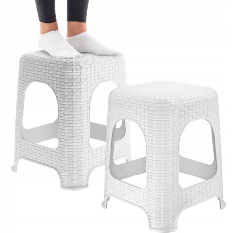 KADAX Taburete Taburete de Cocina Rattan Blanco 2uds