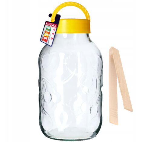 KADAX Tarro de Vidrio, con Pinzas, Tapa de Plástico, Forma de Globo, Tarro para Guardar Pepino, Hermético, 5L