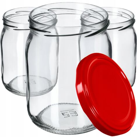 KADAX Tarros de Mermelada 540 ml con Tapa de Rosca - Tarros de Mermelada - Tarros de Almacenamiento para Pepinos (16 Piezas, Rojo)