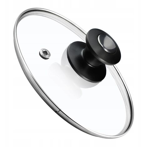 KADAX Topfdeckel, Universaldeckel aus Glas mit Schwarz und Silber Griff, 16 cm