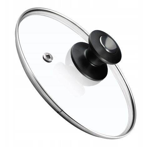 KADAX Topfdeckel, Universaldeckel aus Glas mit Schwarz und Silber Griff, 20 cm