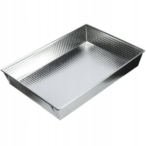 KADAX Tortiera Rettangolare, Teglia Grande con Rivestimento Antiaderente e Bordi Alti, Accessorio da Cucina (Argento, 36 x 25,5 cm)