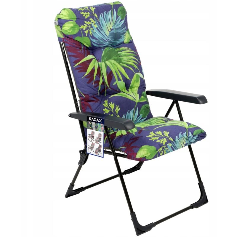 Transat de Jardin Chaise de Plage Pliable avec Coussin 110kg Ajustable - Kadax