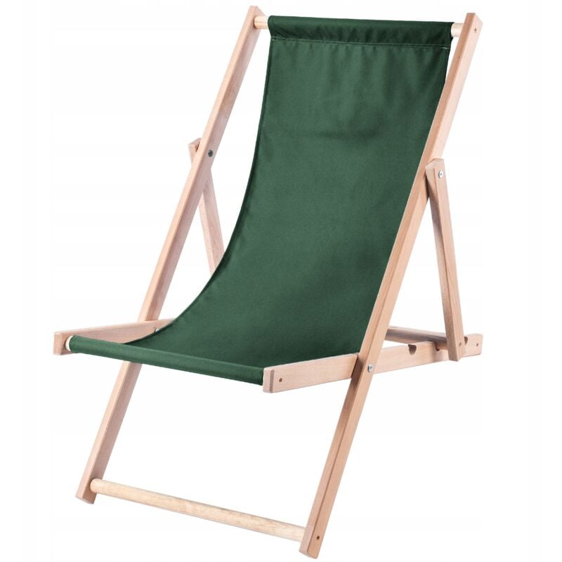 Transat de jardin et de plage en bois, transats verts pliants, fabricant polonais - Kadax