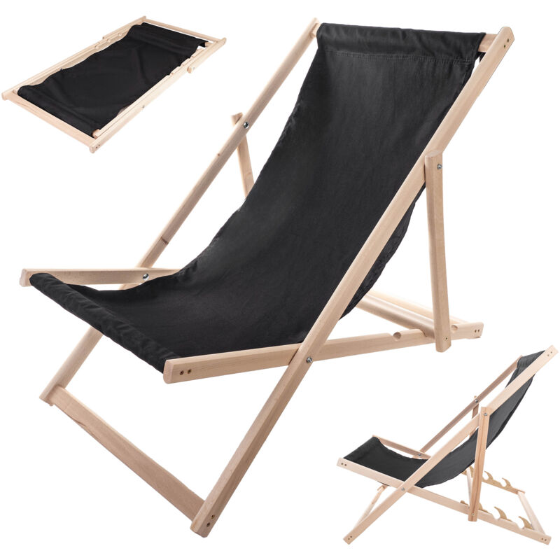 Kadax - transat de plage de jardin en bois pliant pour terrasse fabricant de vernis noir