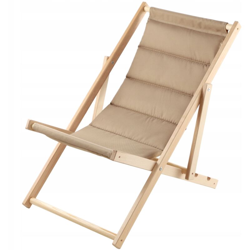 Transat en Bois Jardin Plage Coussin Pliable Confortable Fabricant Polonais - Kadax