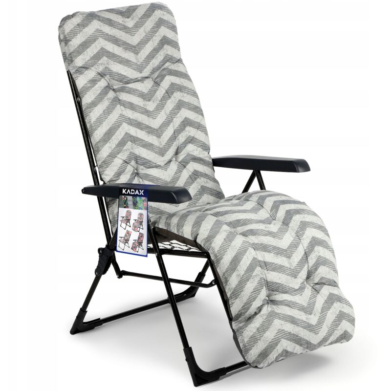 Transat Fauteuil de Jardin Pliable Chaise Longue de Plage Coussin Repose-Pieds Confortable - Kadax