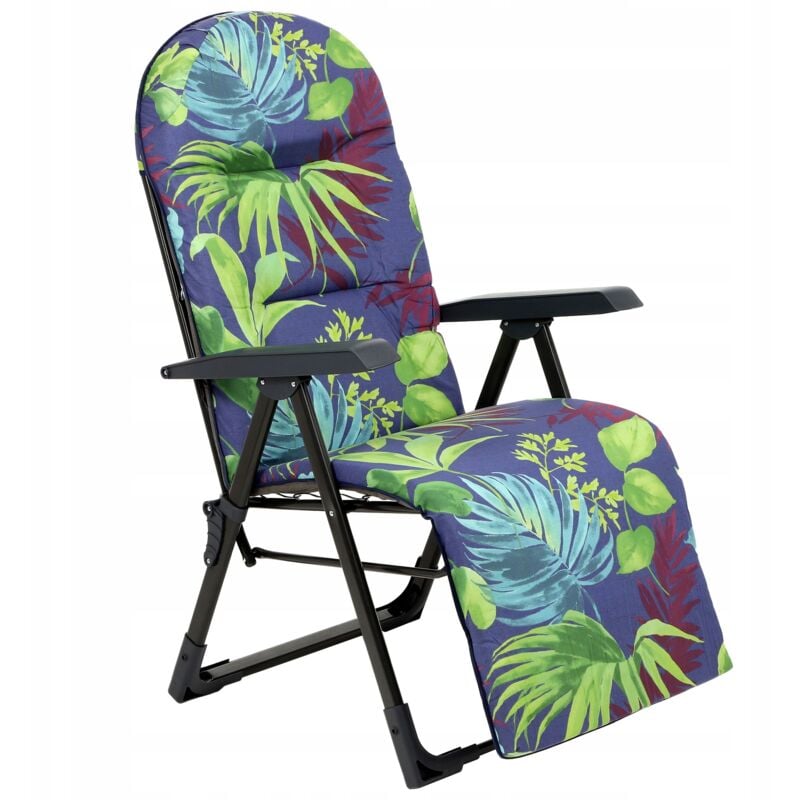 Transat Fauteuil de Jardin Pliable Chaise Longue de Plage Coussin Repose-Pieds Confortable - Kadax