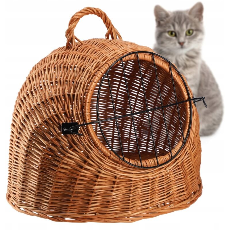 Kadax - Transporteur Osier pour Chiens et Chats, Panier 49cm