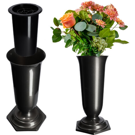 KADAX Vase Flacon Pour Cimetière Tombe Pierre Tombale Graphite 23cm