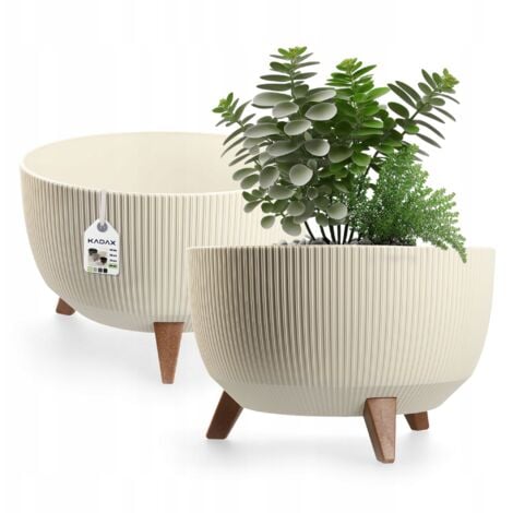 KADAX Vaso per fiori su piedi Inserto per fiori Ciotola rotonda da 40 cm Crema