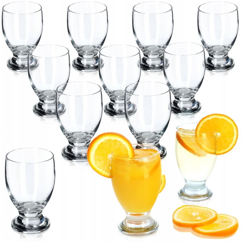 Kadax - Verres à Eau à Pied, Verres Élégants et Raffinés pour Savourer Limonade, Jus, Thé Glacé et Eau Infusée aux Fruits (250 ml, Lot de 12)