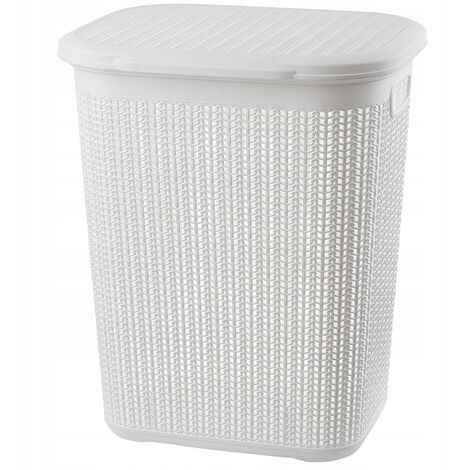 KADAX Wäschekorb, mit Deckel, Wäschesortierer aus Kunststoff, 50L, Weiß