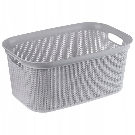 KADAX Wäschekorb, multifunktionaler Korb, 27 L, aus Kunststoff, grau