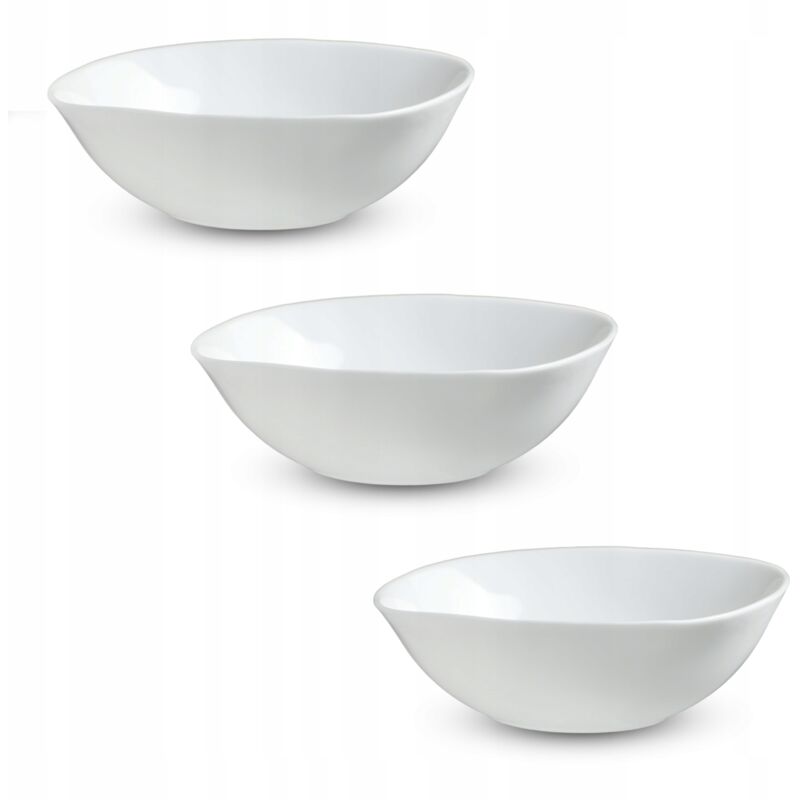 Weiße Glasschale, Salatschale, Set Schale, Eckige, Weiße 15cm, 3x - Kadax
