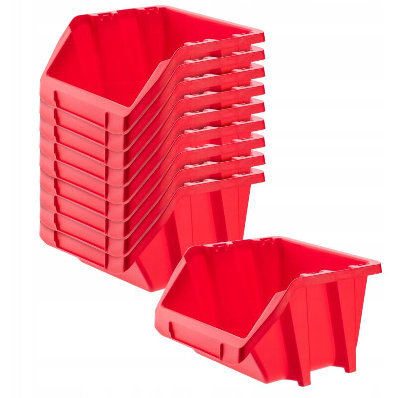Werkstatt-stapelkiste Aus Pp Kunststoff, 118 X 98 Mm, Rot, 10 Stück - Kadax
