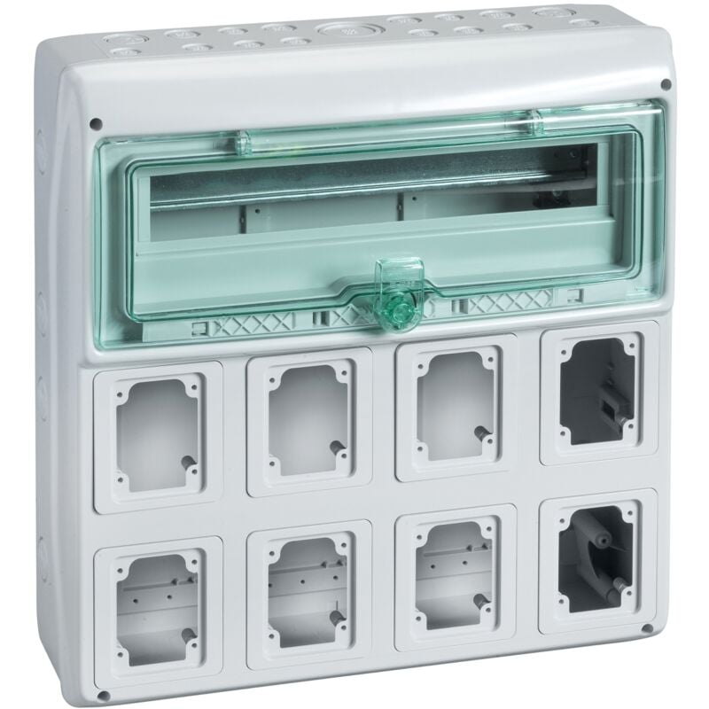 Mureva - coffret - pour prises - 448 x 460 mm - 19 modules - 8 ouvertures - 13157M