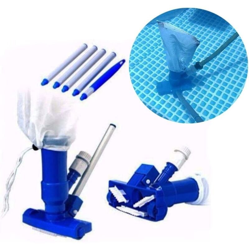 Shmshng - Aspirateur à Jet De Piscine, Nettoyeur à Jet D'aspirateur De Piscine Portable avec Brosse, Sac Et Poteau, Accessoires De Nettoyage De