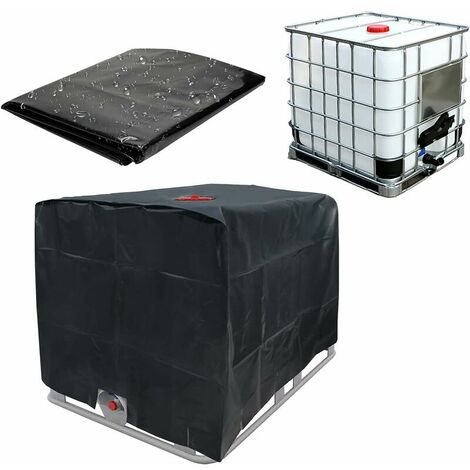 KAEJYIUT Bache de réservoir d'eau, Bache Couverture Réservoir IBC pour Cuve 1000L, Capt de Protection Container Citerne Eau, Anti-poussière Anti-UV Anti-Pluie, 120x100x116cm (noir)，Starlight