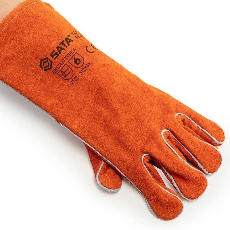 Gant Soudure, Gants Protections en Cuir, Aramide, Resistance à l'Abrasion, à la Dechirure, à l'Usure, aux Hautes Températures, pour Travaux de