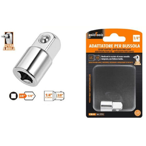 Kaela - Adattatore Attacco Quadrato 3/8" Per Chiavi A Bussola 1/4" Sfera A Molla 57218 -