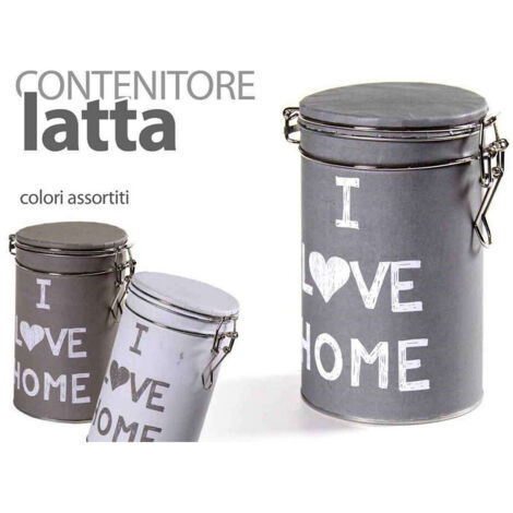 Kaela - Contenitore In Latta Ermetica Cucina Tonda Colori Ass I Love Home 11x20cm 710537 -