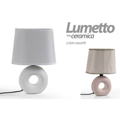 Kaela - Lampada Lumetto Abat Jour Ceramica Tavolo Comodino E14 60w Design 26x10cm 793820 -