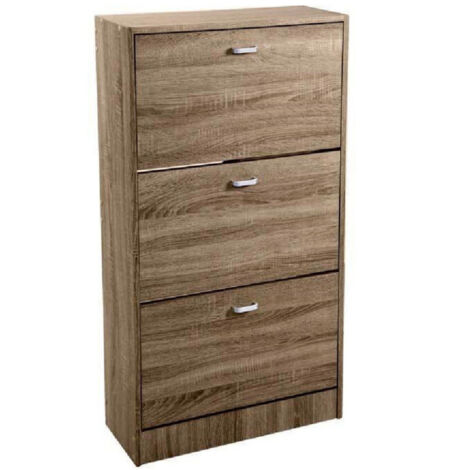 Kaela - Scarpiera 3 Ante Salvaspazio Slim Porta Scarpe Ingresso Noce 115x63x24cm 827631 -