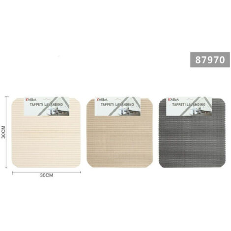 Kaela - Set 2 Tappeti Antiscivolo Lavello Lavandino Righi Quadrato Cucina 30x30cm 87970 -