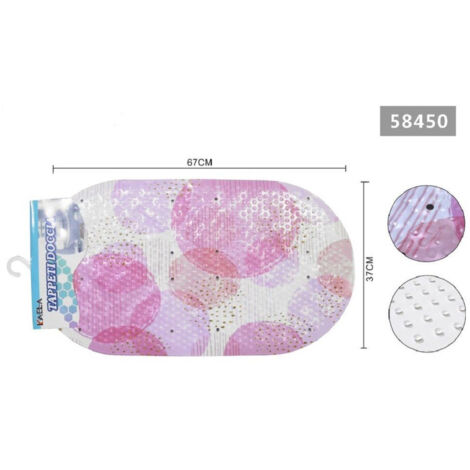 Kaela - Tappeto Antiscivolo Ovale Cerchi Rosa Per Vasca Da Bagno Doccia 67 X 37 Cm 58450 -