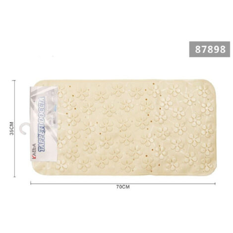 Kaela - Tappeto Antiscivolo Rettangolare Per Bagno Vasca Doccia Loto Crema 35x70cm 87898 -