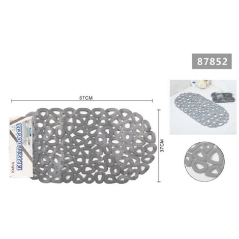 Kaela - Tappeto Antiscivolo Vasca Bagno Doccia Ovale Buchi Triangolari Grigio 67x37cm 87852 -