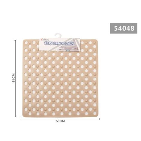 Kaela - Tappeto Tappetino Doccia Antiscivolo Quadrato 50x54cm Vasca Bagno 54048 Beige Scuro -