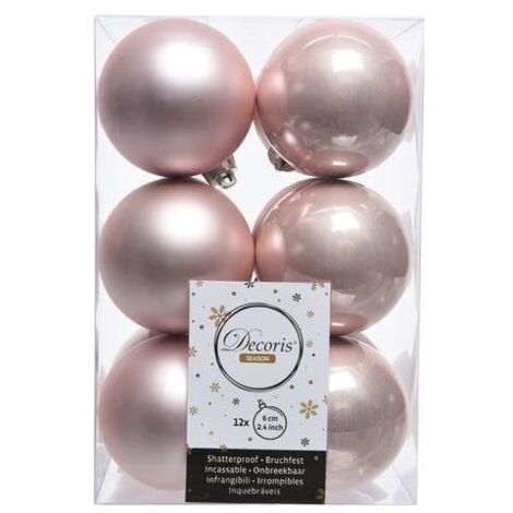 Kaemingk 12 Palline per Albero di Natale Infrangibili Rosa Lucido e Opaco 60 mm