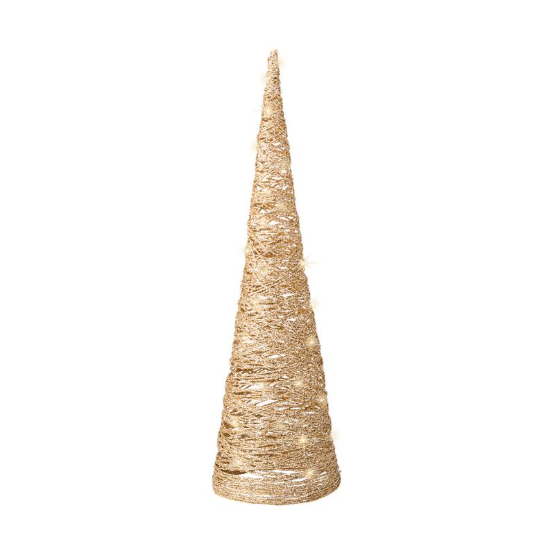 

Kaemingk Decoración Cono Oro con LED Altura 60 cm, 30 luces, Luz Cálida - Blanc chaud