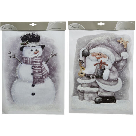 Kaemingk Fensterbilder Schneemann Weihnachtsmann 10 x 29,5 x 40 cm Bild