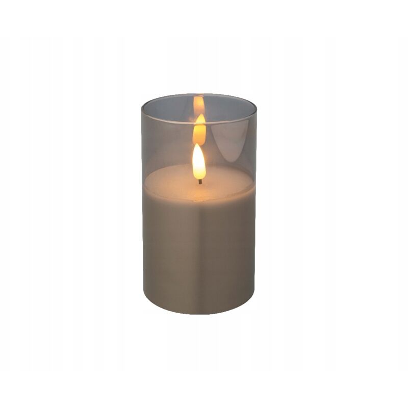 Kaemingk Bv Dekorative Led-kerze Im Glas, Grau, 12, 5 Cm