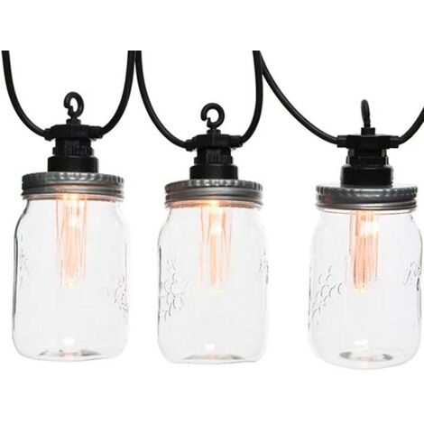 Kaemingk Luci da Esterno Party Light Jar Luce Fissa Bianco Caldo 10 Led