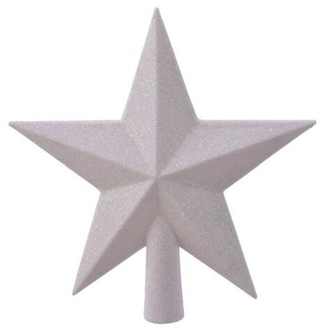 Kaemingk Puntale per Albero di Natale a Forma di Stella con Glitter Bianco in Plastica Infrangibile 19 cm