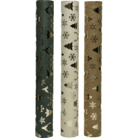 KAEMINGK BV Kaemingk Samtstoff 35 x 200 cm beige, grün oder braun Weihnachtsdeko