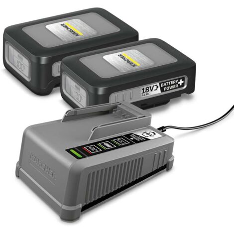 Kärcher Accessori - Set di caricabatterie da 6 A e 2 batterie da 18 V agli ioni di litio da 3,0 Ah 2.445-072.0
