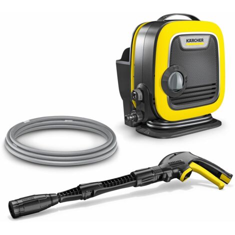 Kärcher K Mini - Idropulitrice elettrica compatta ad alta pressione, 110 bar, Potente Idropulitrice Lavasuperfici con 2 accessori, erogazione detergente integrata, Giallo/Nero