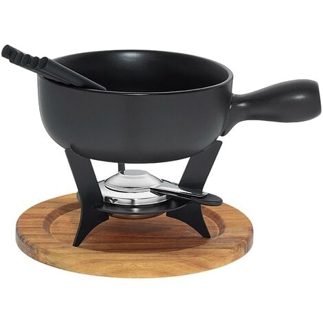 KELA Käsefondue-Set Country Gusseisen/Holz 21cm Ø22cm schwarz/Holz 10tlg