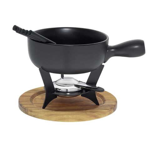 Käsefondue-Set Country Gusseisen/Holz 21cm Ø22cm schwarz/Holz 10tlg